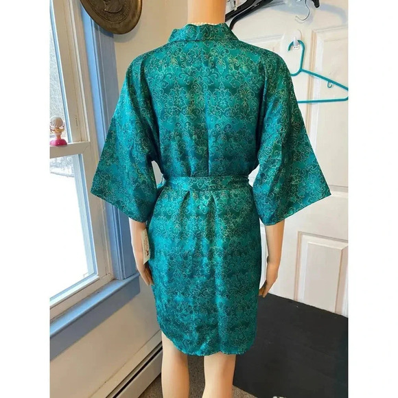 Vintage NWT Floral Silky Violet & Rose Nightgown Robe 2 Pieces Set Women Size M - Picture 6 of 10